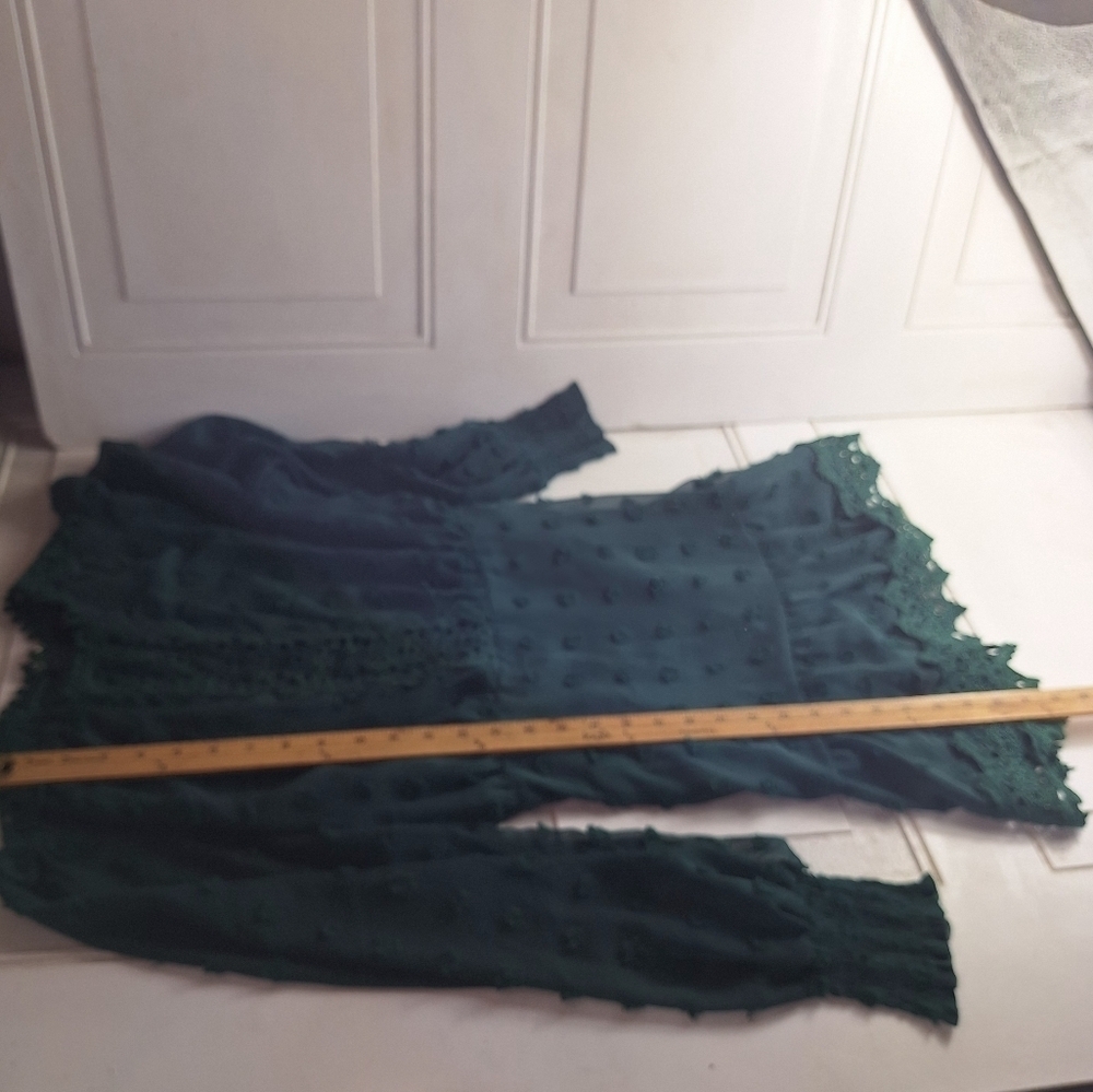 Lulus Lust or Love Emerald Green Embroidered Lace Long Sleeve Dress Small - Picture 12 of 16